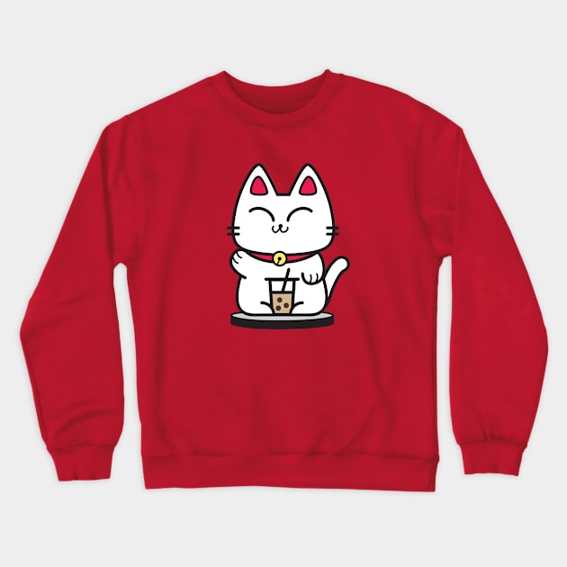 Boba Cat with Milk Tea Crewneck Sweatshirt by plattercats